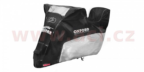 plachta na motorku Rainex model s prostorem na kufr, OXFORD (černá/stříbrná)